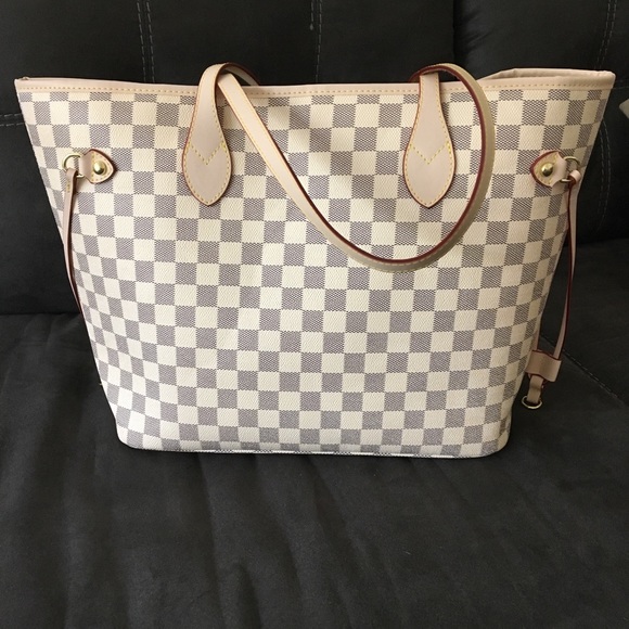 daisy rose checkered tote cream